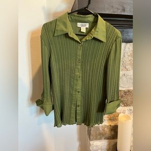 Green Pleated Blouse
